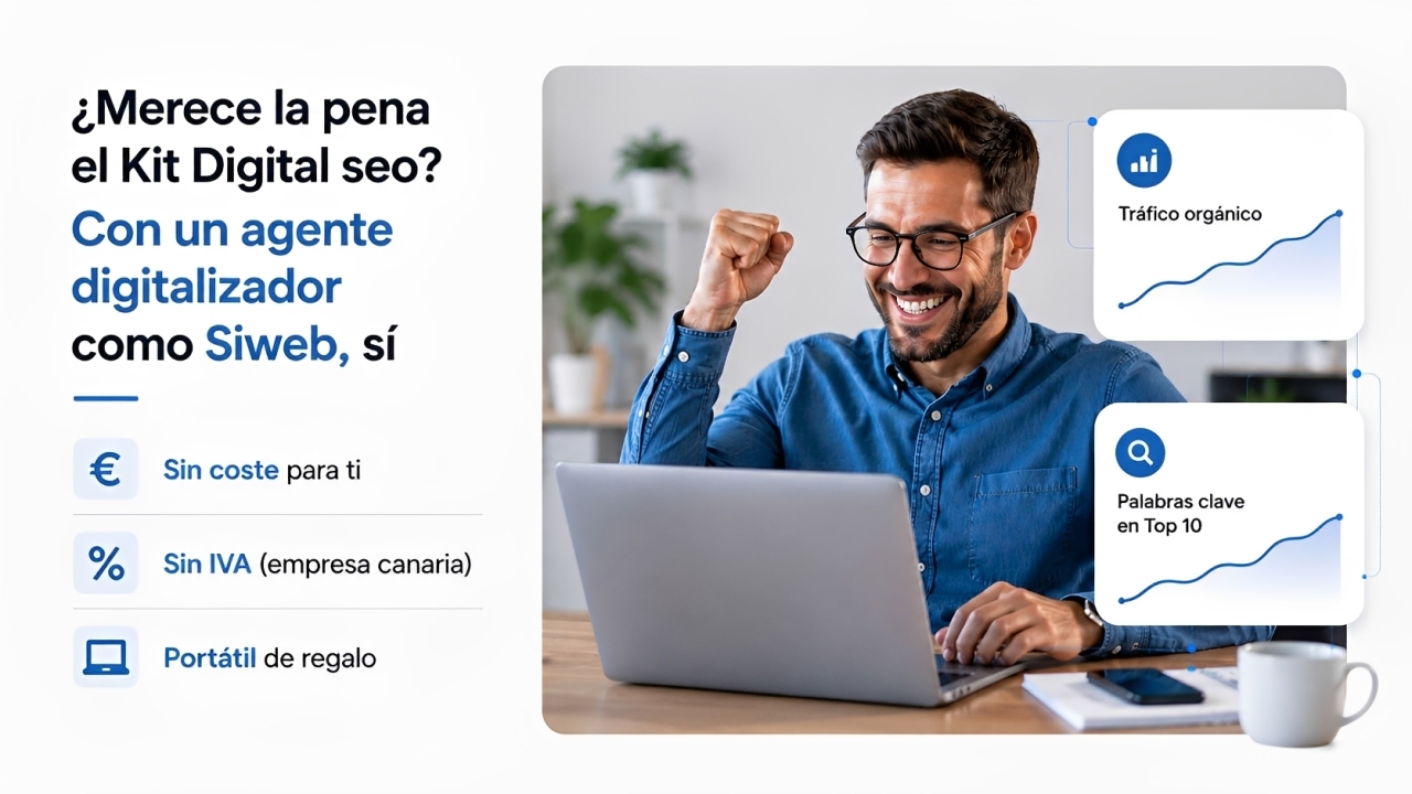 Profesional autónomo satisfecho con los resultados de posicionamiento tras contratar el kit digital